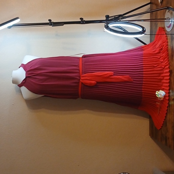 Lane Bryant Dresses & Skirts - Layne BRYANT SIZE 28 plus sized pleated vibrant red and fushia dress